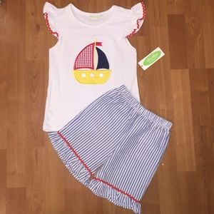 NWT Be Mine Appliqué Sailboat Short Set (Girls 6)